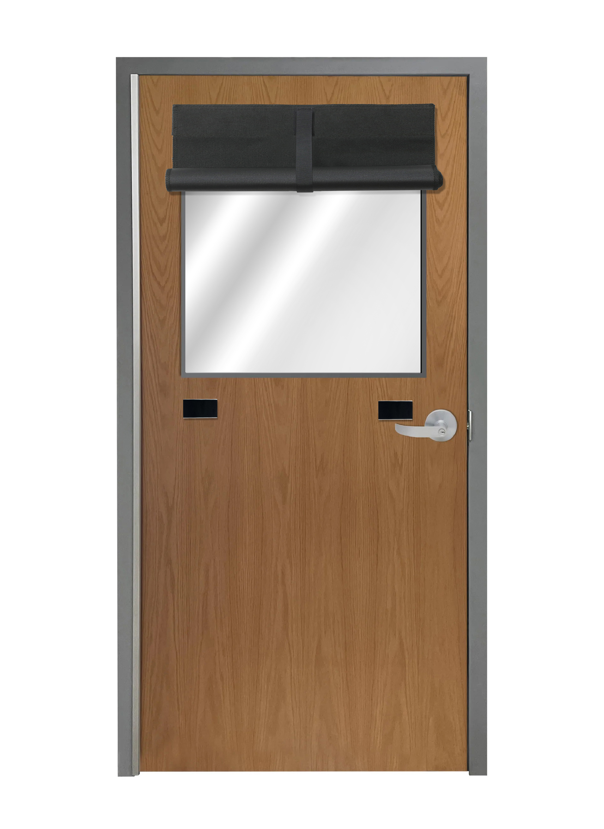 ALP standard lockdown shade mounted on a classroom door